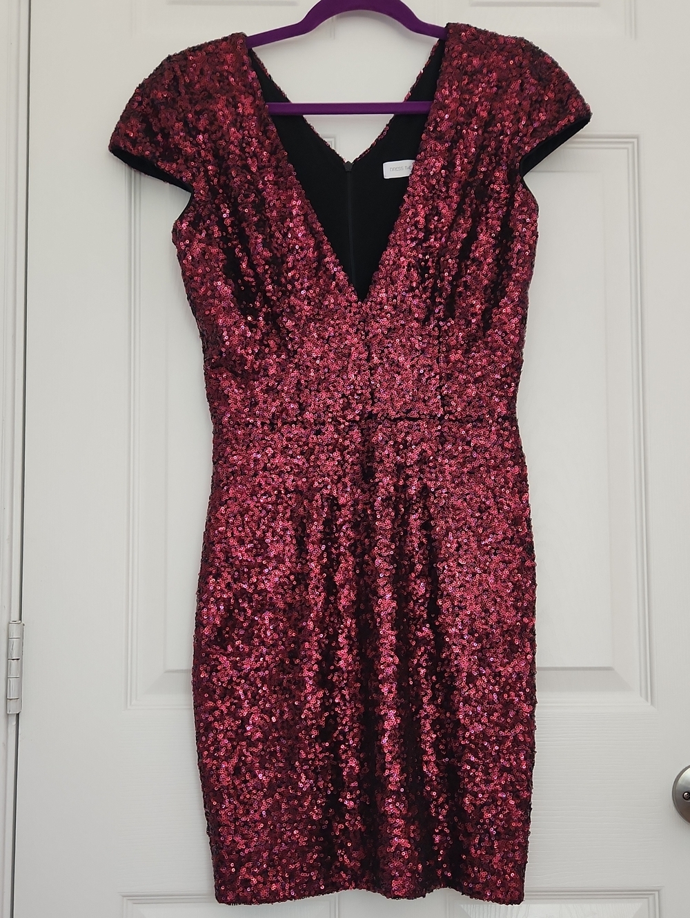City Chic Homecoming Formal Dress the Population Red Sequin V-Neck Mini Dress